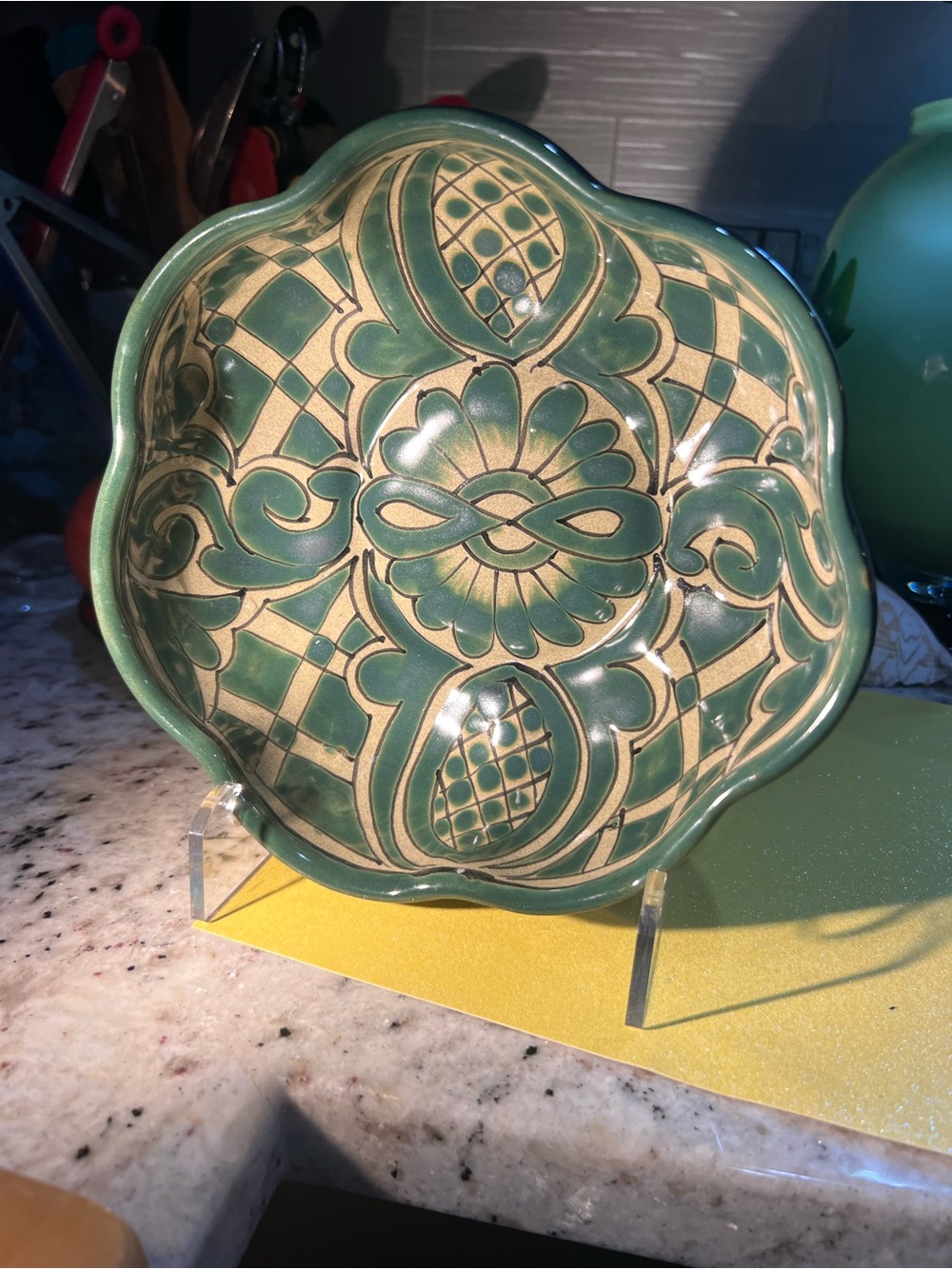 Handcrafted Lead free Ceramic Serving Bowl for size see hand in pic